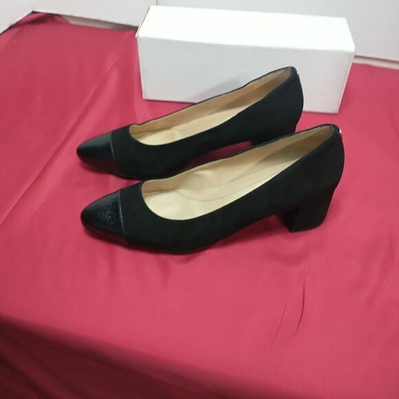 Cole Haan The Go-To Pump Women’s Size 9.5B Black Croc Leather / Suede Heels. - Picture 9 of 9